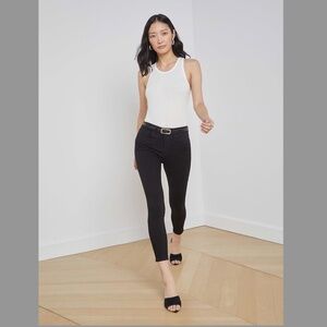 L'AGENCE | Margot Rhinestone Crystal-Stripe High-Rise Skinny Jeans in Black | 25